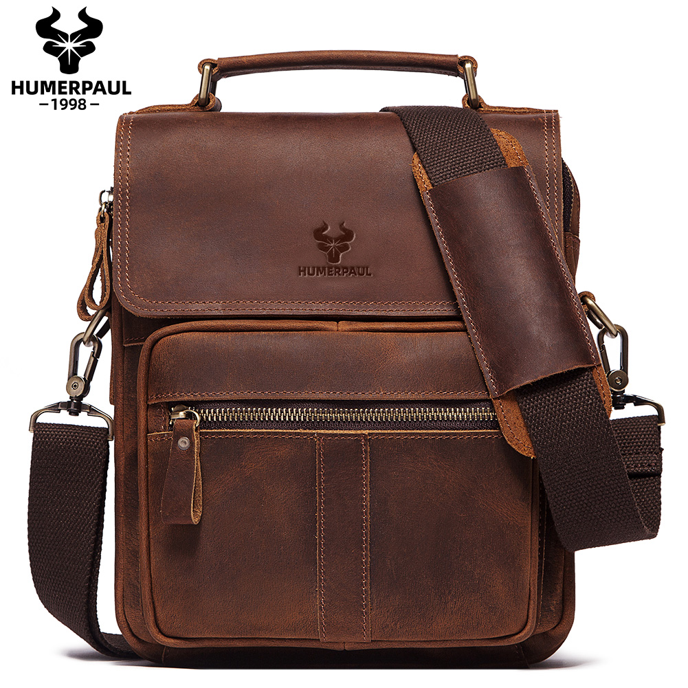 Travel Accessories Luxury - HUMERPAUL lederen herenschoudertas luxe werk zakelijke