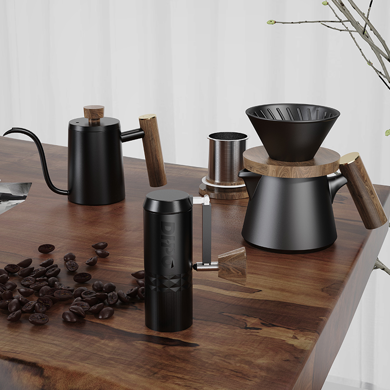 Portable Travel Kettle - DHPO Luxe koffieset met dubbellaagse koffiekop