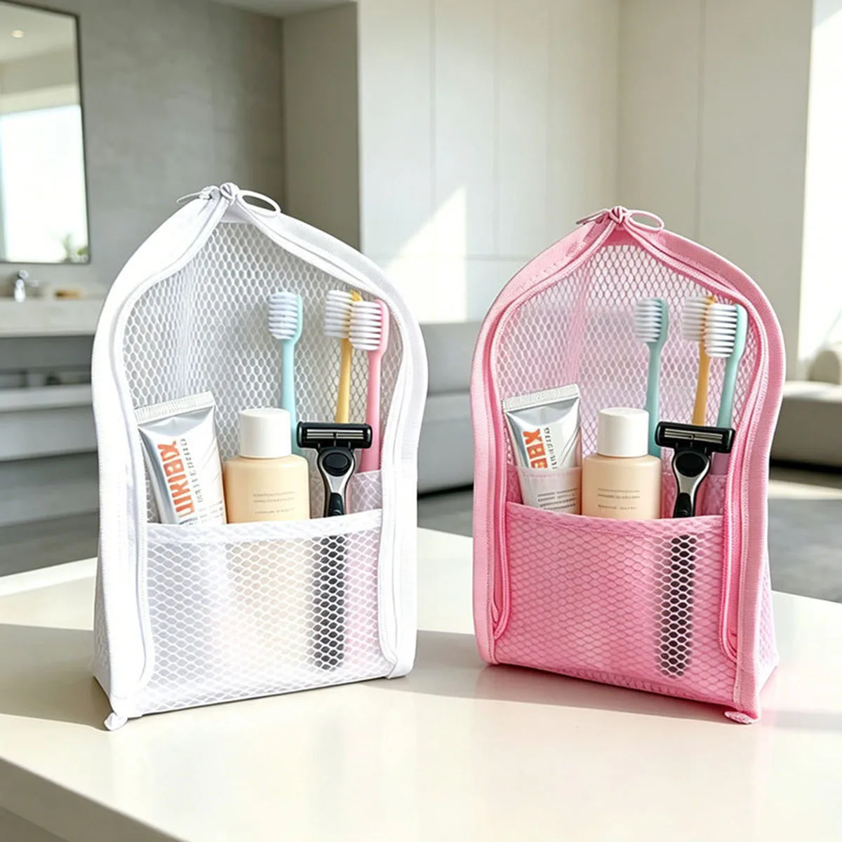 Staande toilettas van mesh voo - Travel Z recensie en prijs